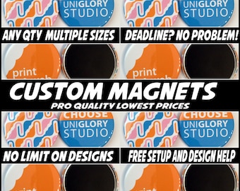 1000 1.25  inch Full color Custom Magnets.  We can make ANY quantity in 3 different sizes.