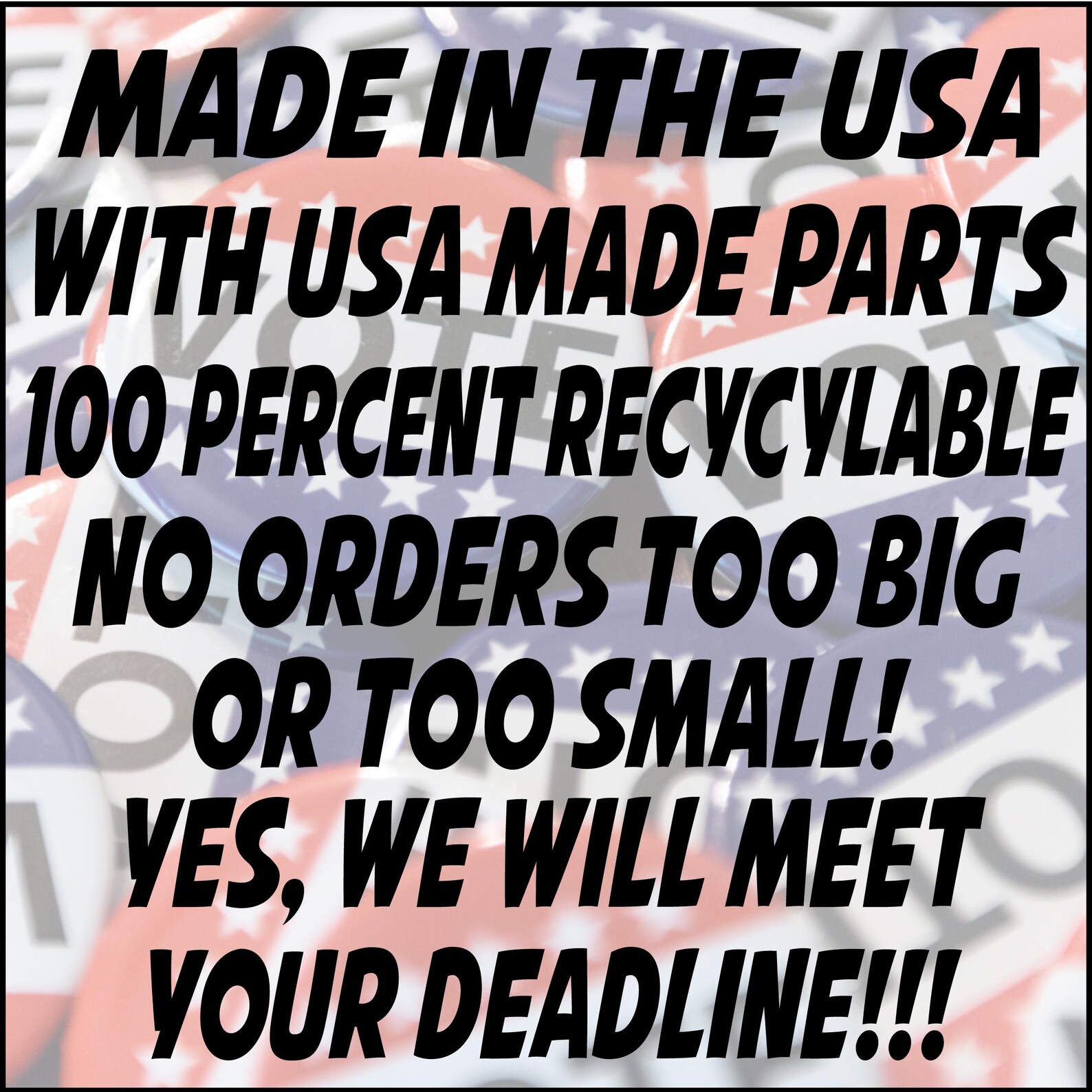 100 3 Inch Full Color Custom Buttons W/ Pin. We Can Make ANY Size ...