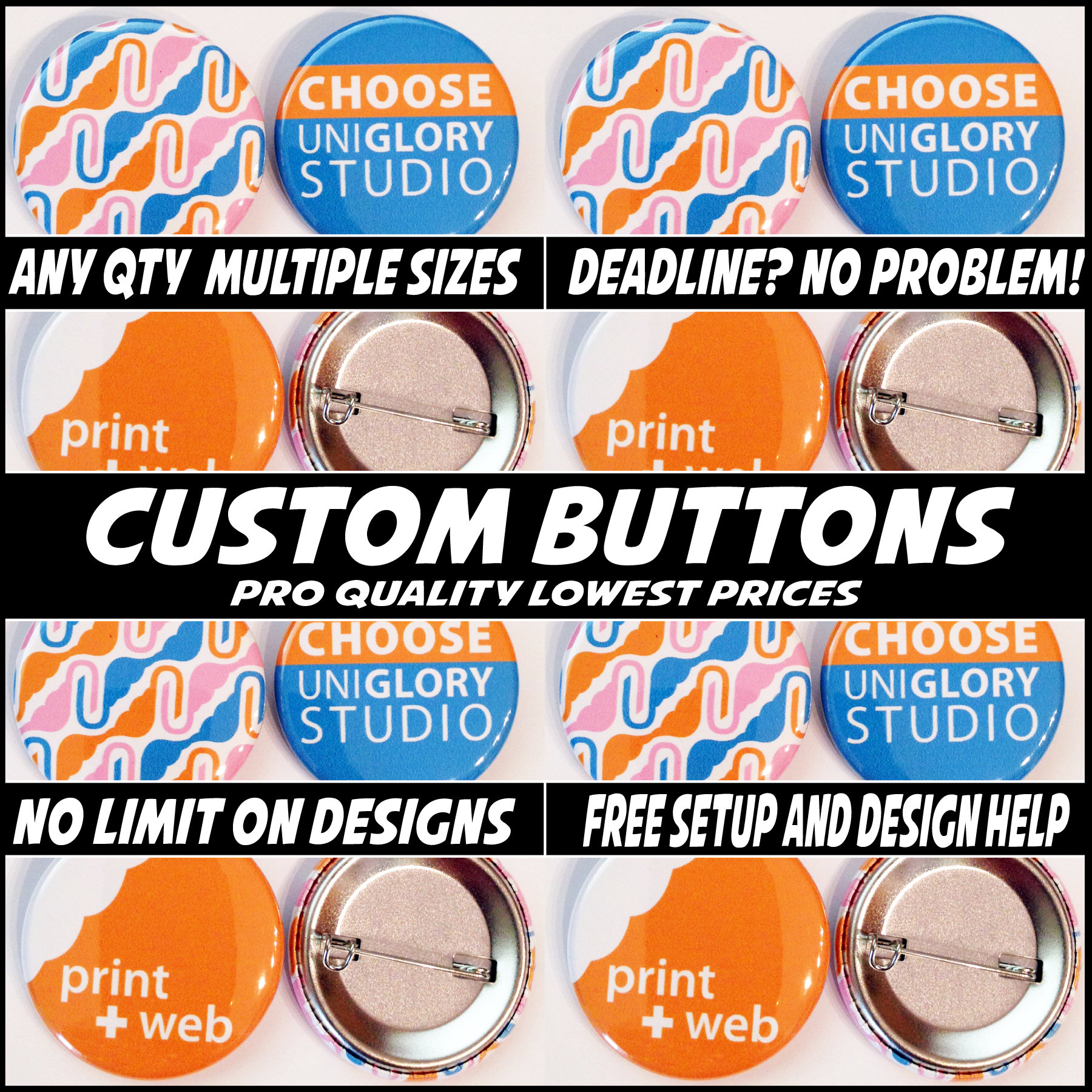 1 inch custom pinback buttons — www.CheapestButtons.net