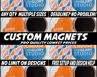 100 2.25  inch Full color Custom Magnets.  We can make ANY quantity in 3 different sizes.