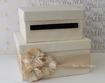 Card Box for Wedding | Money Box | Card Box with Slot | Custom Card Box | Ivory Gold Card Box