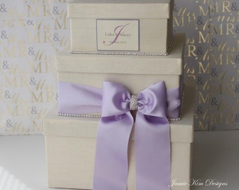 Wedding Card box | Personalized Card Box | Wedding Card Holder | Card Box Holder | Custom Card Box | Ivory Lavender Card Box