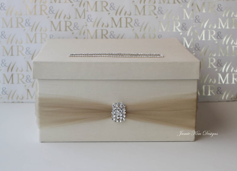 Card Holder for Wedding Gift Card Holder Bling Card Box Rhinestone Card Box Plum White Card Box Custom Made image 4