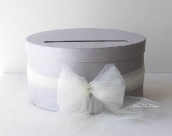 Wedding Card Box | Card Box for Wedding | Gift Card Holder | Money Box | Custom Card Box | Silver White Card Box