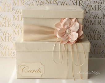 Wedding Card Box | Reception Card Box | Card Holder | Wedding Money Box | Gift Card Box | Ivory Blush Card Box