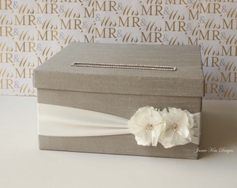 Wedding Card Box | Card Box for Wedding | Gift Card Holder | Money Box | Custom Card Box | Grey White Card Box