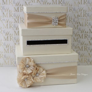 Caja de tarjeta de boda / Caja de dinero / Caja de tarjeta con ranura / Caja de dinero de tarjeta de regalo de boda / Caja de tarjeta personalizada / Caja de tarjeta de oro marfil