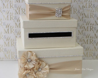 Wedding Card Box | Money Box | Card Box with Slot | Wedding Gift Card Money Box | Custom Card Box | Ivory Gold Card Box