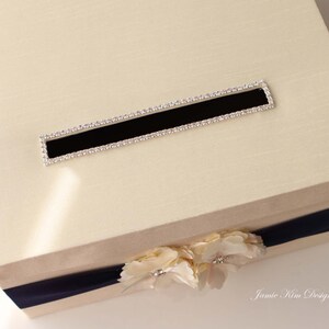 Wedding Card Box Card Box for Wedding Gift Card Holder Money Box Custom Card Box Ivory Navy Card Box image 5