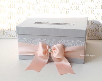 Wedding Card Box | Money Box | Wedding Box | Gift Card Holder | Custom Card Box | White Pink Card Box