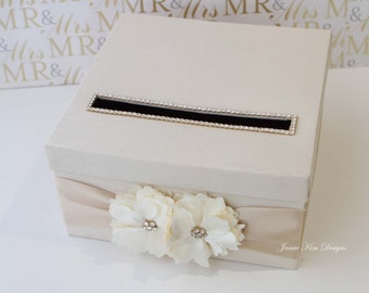 Wedding Card Box | Money Box | Wedding Box | Gift Card Holder | Custom Card Box | Ivory Gold  (Small size)