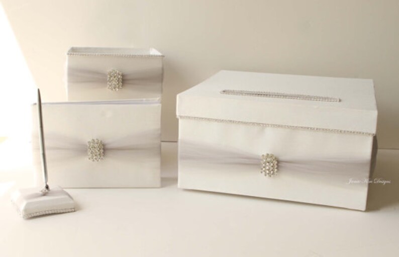 Card Holder for Wedding Gift Card Holder Bling Card Box Rhinestone Card Box Plum White Card Box Custom Made image 5