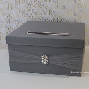 Card Holder for Wedding Gift Card Holder Bling Card Box Rhinestone Card Box Plum White Card Box Custom Made image 3