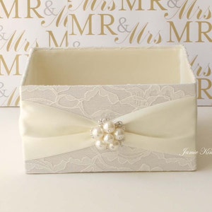 Laced Wedding Program Box I Favor Holder I Bubbles Holder I Fan Holder I Custom Made Box image 1