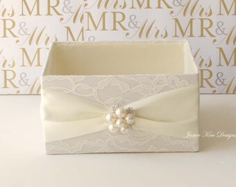 Laced Wedding Program Box I Favor Holder I Bubbles Holder I Fan Holder I Custom Made Box