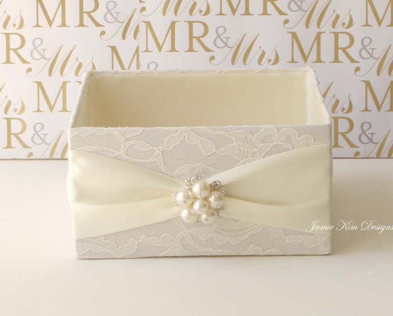 Laced Wedding Program Box I Favor Holder I Bubbles Holder I Fan Holder I Custom Made Box image 1