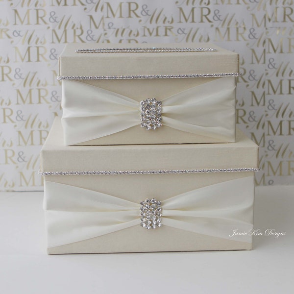 Wedding Card Box | Card Box for Wedding | Rhinestone Card Box | Custom Made Card Box | Bling Card Box | Luxury Card Box | Ivory Card Box