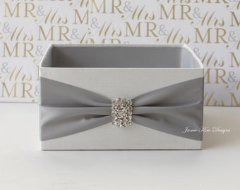 Wedding Program Box | Favor Holder | Bubbles Holder | Fan Holder | Custom Made Box| White Silver Box