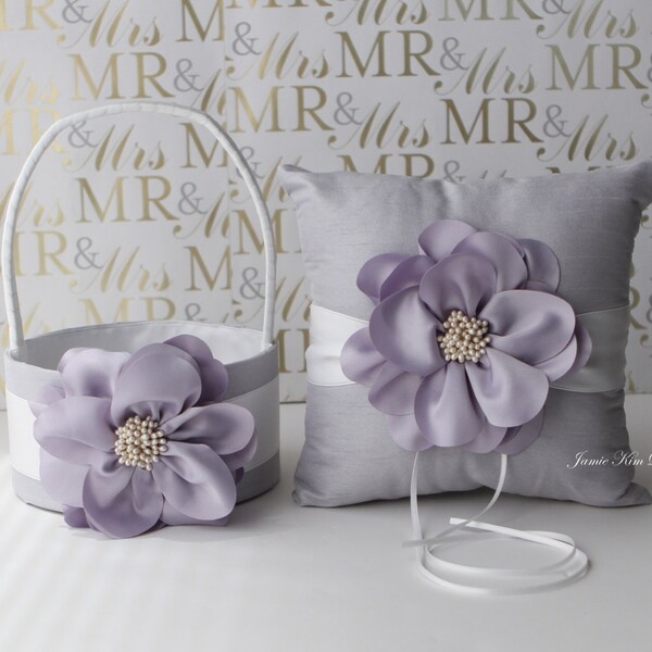 Flower Girl Basket and Ring Bearer Pillow Set I Flower Girl and Ring Bearer Set I Ring Pillow I Wedding Pillow I Ring Bearer