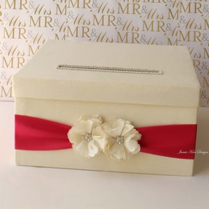 Wedding Card Box Card Box for Wedding Gift Card Holder Money Box Custom Card Box Ivory Navy Card Box image 4