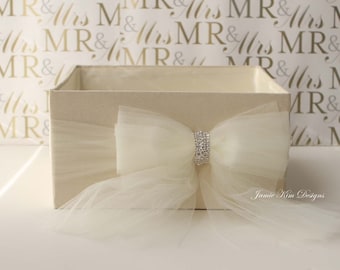 Caja de programa de boda / Titular de favor / Titular de burbujas / Titular de ventilador / Caja hecha a medida / Caja de programa de marfil