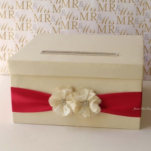 Wedding Card Box Card Box for Wedding Gift Card Holder Money Box Custom Card Box Ivory Navy Card Box image 2