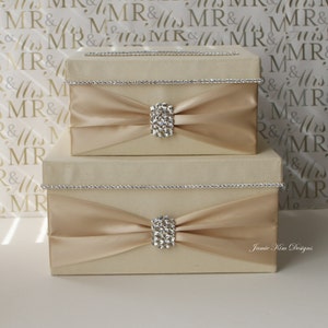 Wedding Card Box | Card Box for Wedding | Rhinestone Card Box | Custom Made Card Box | Bling Card Box | Ivory Gold Card Box