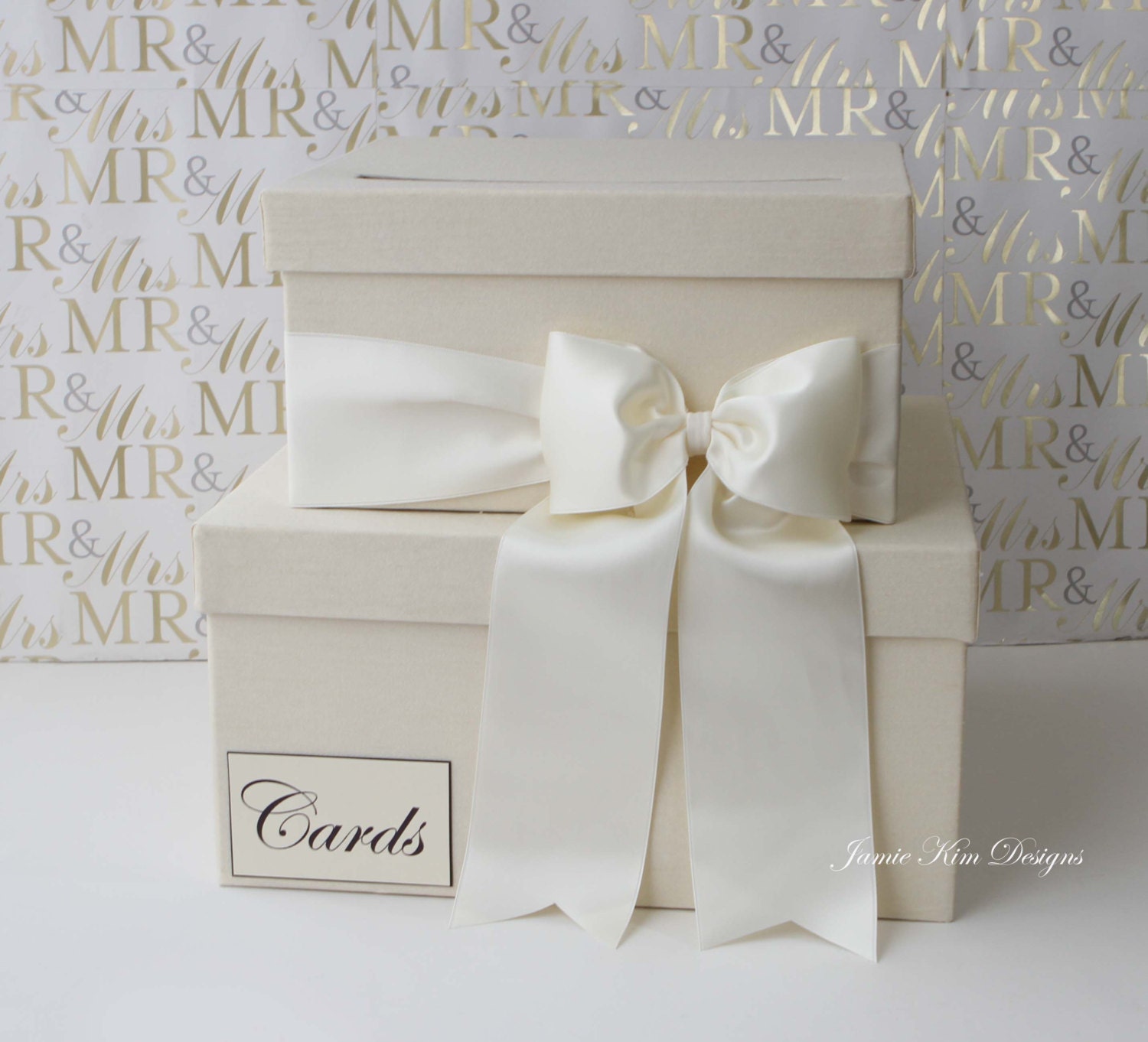 Wedding Card Box | Simple Card Box | Ivory Gold Card Box | Money Box ...