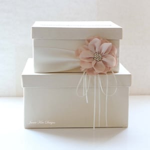 Caja de tarjeta de boda / Caja de dinero de boda / Caja de tarjeta de regalo / Titular de tarjeta con ranura / Titular de tarjeta de boda / Caja de tarjeta rosa marfil / Hecho a medida