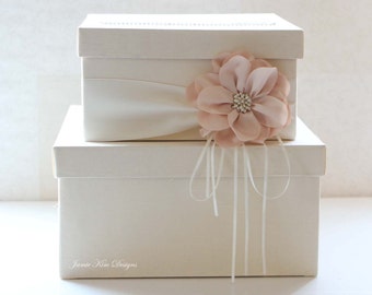 Wedding Card Box | Wedding Money Box | Gift Card Box | Card Holder with Slot | Wedding Card Holder | Ivory Pink Card Box | Custom Made