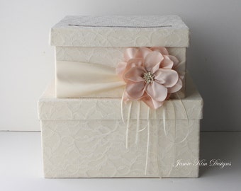 Laced Wedding Card Box | Wedding Money Box | Gift Card Box | Card Holder with Slot | Wedding Card Holder | Laced Ivory Card Box