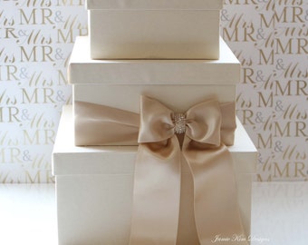 Wedding Card box | Personalized Card Box | Ivory Gold Card Box | Wedding Card Holder | Card Box Holder | Custom Card Box