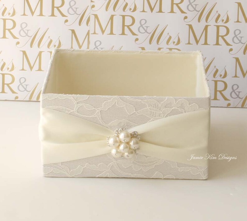 Laced Wedding Program Box I Favor Holder I Bubbles Holder I Fan Holder I Custom Made Box image 2