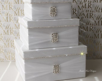 Wedding Card Box | Card Box for Wedding | Rhinestone Card Box | Custom Card Box | Bling Card Box | Luxury Card Box | White Card Box