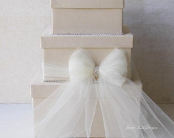 Wedding Card Box | Money Box | Card Box with Slot | Wedding Gift Card Money Box | Custom Card Box | Beige Ivory Card Box