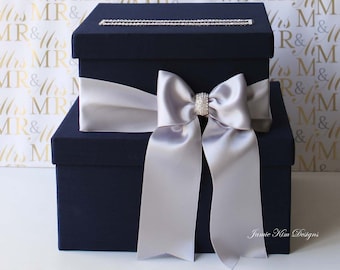 Wedding Card Box Holder | Money Box | Card Holder for Wedding | Card Box with Slot | Navy Card Box