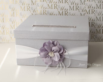 Wedding Card Box | Money Box | Wedding Box | Gift Card Holder | Custom Card Box | Silver Lavender Card Box