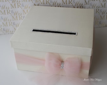 Card Holder for Wedding | Gift Card Holder | Reception Card Box | Card Box with Slot | Ivory Pink Card Box