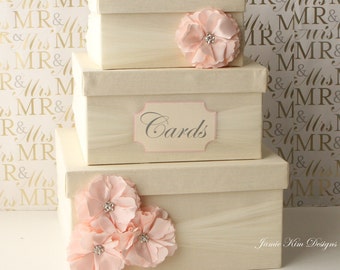 Wedding Card Box | Money Box | Card Box with Slot | Wedding Gift Card Money Box | Custom Card Box | Ivory Pink Card Box
