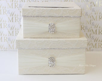 Laced Wedding Card Box | Card Box for Wedding | Wedding Card Box Holder| Laced Card Box | Laced Card Box Holder | Ivory Card Box