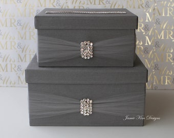 Wedding Card Box | Card Box for Wedding | Card Box with Slot | Custom Made Card Box | Dark Grey Card Box