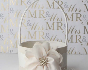 Flower Girl Basket | Wedding Baskets | Wedding Ceremony Basket | Flower Girl Baskets | Ivory Flower Basket