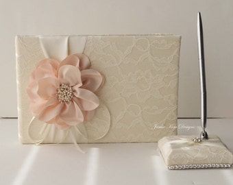 Laced Wedding Guest Book and Pen Set | Reception Guestbook | Wedding Signing Book | Custom Wedding Reception Guestbook