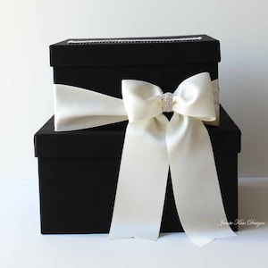 Porta-cartões de casamento | Cofrinho | Porta-cartões para casamento | Caixa de cartões com fenda | Caixa de cartões preta