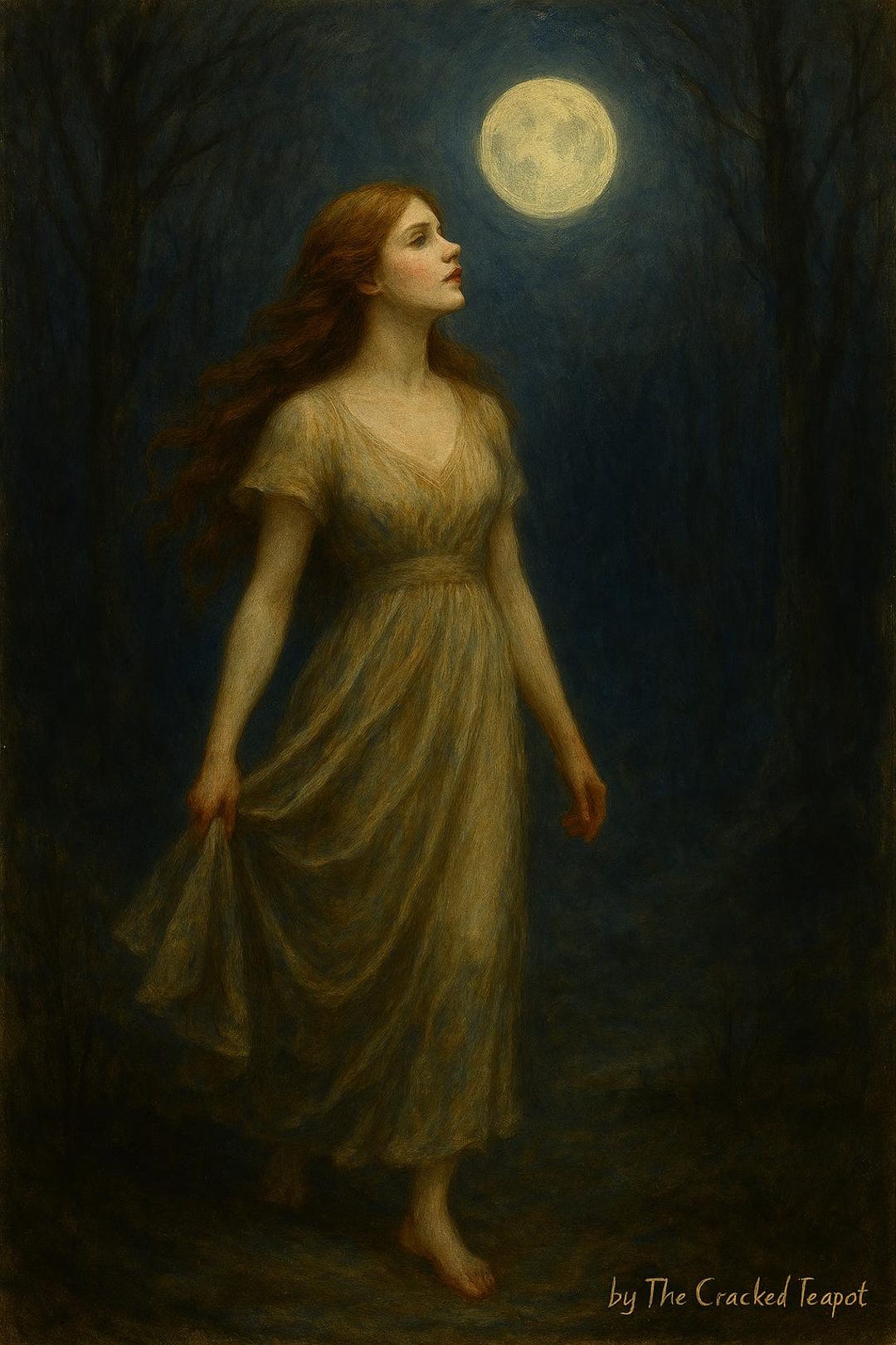 Moon Reverie Moon Lit Reverie - Woman Reaching for the Night Sky - Etsy