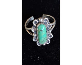 Vintage Navajo Sterling Türkis Ring verstellbar.