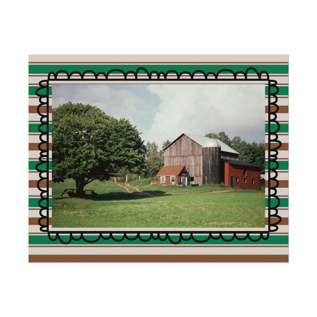 Rustic Barn Landscape Poster | Watercolor Textured Matte Print - Etsy