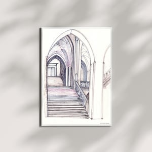 Jagielloniska universitetets rektorattrappor - Krakóws arkitekturskiss - Handritad - Digital nedladdning