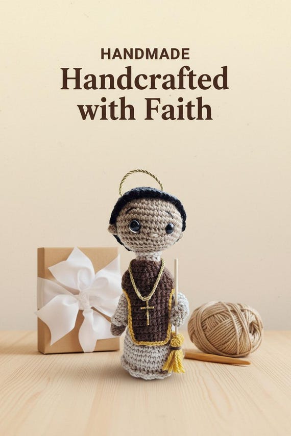 Handmade Crochet San Martin de Porres Doll Personalized 7 inches