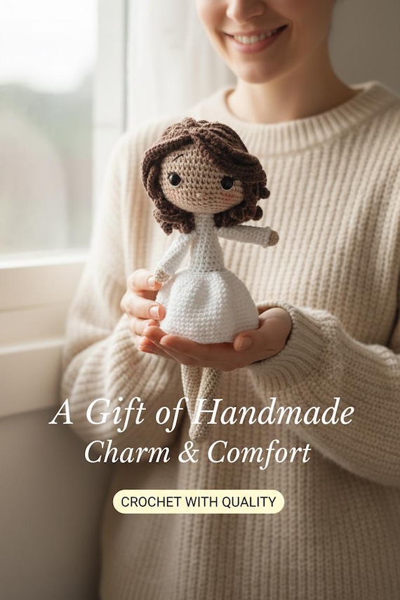 Handmade Crochet Doll Personalized (13in) - Packaged in Elegant Box, Ready as a Gift!